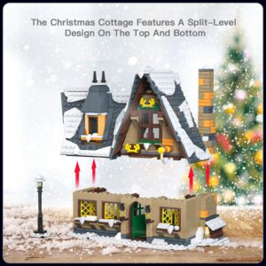 Mould King Christmas Cottage House Alone Building Sets Toy, STEM Project Educational Building Kit Toys, Holiday Presents for Kids 8 9 10 11 12 13 14 Years Old(766 Pieces)