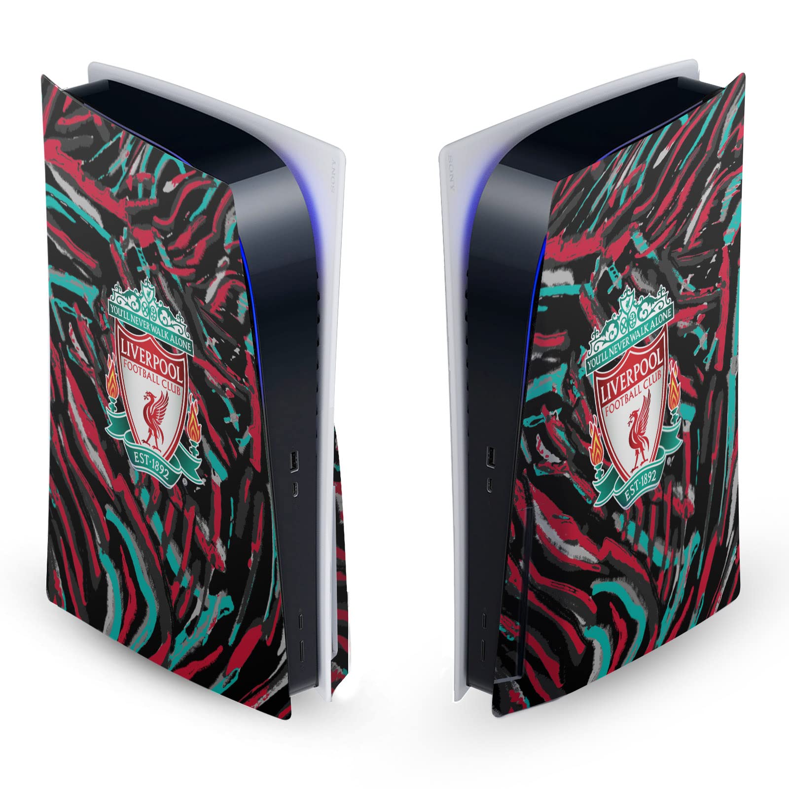 Head Case Designs Officially Licensed Liverpool Football Club Abstract Brush Art Vinyl Faceplate Sticker Gaming Skin Decal Cover Compatible With Sony PlayStation 5 PS5 Disc Edition Console