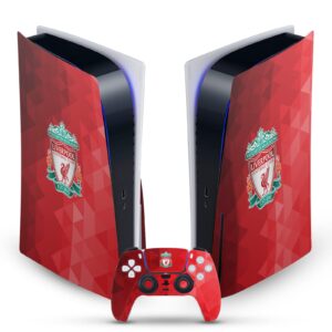 head case designs officially licensed liverpool football club crest red geometric art vinyl faceplate gaming skin decal compatible with sony playstation 5 ps5 disc console & dualsense controller