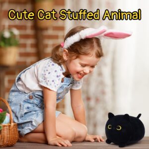 LSYDCARM Kawaii Black Cat Plush Pillow Toy, Cute Stuffed Animal for Kids Birthday, Christmas, Home Decoration