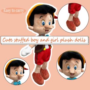 AZ-ONANZO Pinocchio Plush Toys, 12.9 Inch Cute Stuffed Boy and Girl Plush Dolls for Birthday Christmas