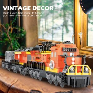 BRICK STORY City Cargo Train Building Set, BNSF Freight Trains Model, Steam Locomotive Train Building Blocks Toys, Gift Trains for Boys&Girls Kids Aged 8-14, 635 Pieces