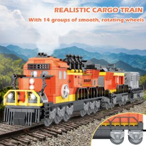 BRICK STORY City Cargo Train Building Set, BNSF Freight Trains Model, Steam Locomotive Train Building Blocks Toys, Gift Trains for Boys&Girls Kids Aged 8-14, 635 Pieces