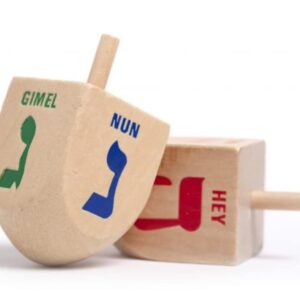 Wooden Dreidel's Game Top Assorted Color Put and Take Game Pack with 4 Wooden Dreidel's