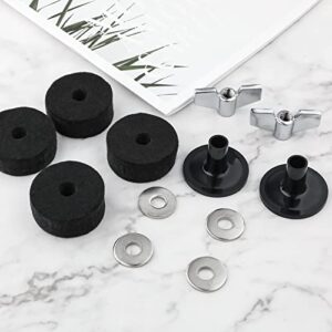 12pcs Cymbal Replacement Accessories, Drum Accessories Black Cymbal Sleeve and Felt with Base Wing Nuts Cymbal Felts Hi-Hat Clutch Felt Cymbal Washer