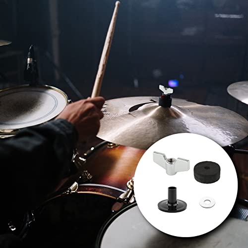 12pcs Cymbal Replacement Accessories, Drum Accessories Black Cymbal Sleeve and Felt with Base Wing Nuts Cymbal Felts Hi-Hat Clutch Felt Cymbal Washer