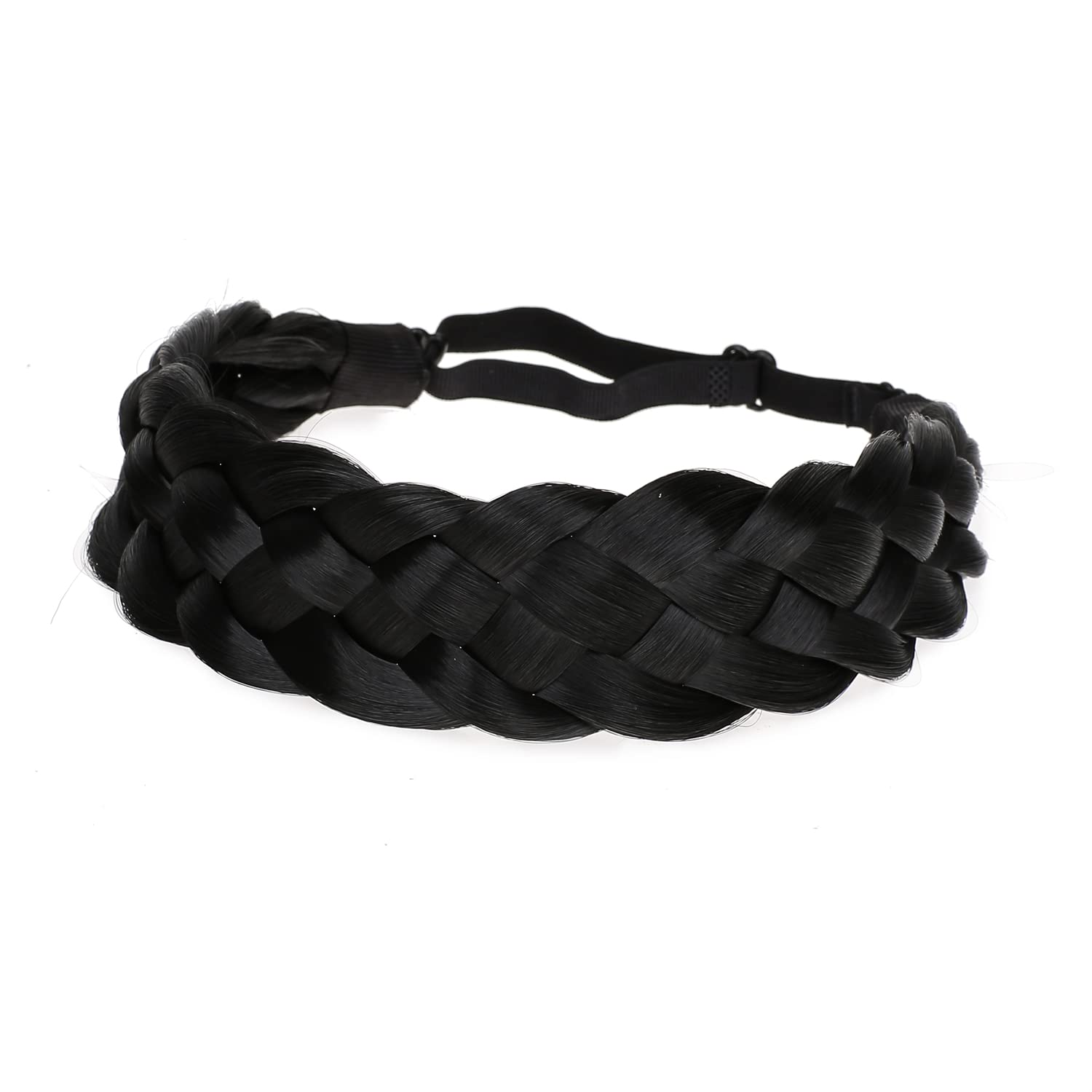 vowyore Synthetic Hair Braided Headband Classic Chunky Wide Plaited Braids Elastic Stretch Hairpiece Women Girl Beauty accessory