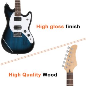 Ktaxon 39 Inch Electric Guitar Electric Guitar Kit Beginner Guitars with H-H Pickups, Basswood Body, Maple Neck, Laurel Wood Fingerboard(Blue)