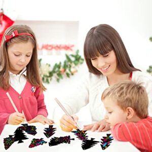 WhatSign Christmas Ornament Crafts for Kids 24Pcs Rainbow Christmas Scratch Cards DIY Christmas Scratch Art Paper Ornaments Craft Christmas Crafts for Kids Classroom Christmas Party Favors Decorations