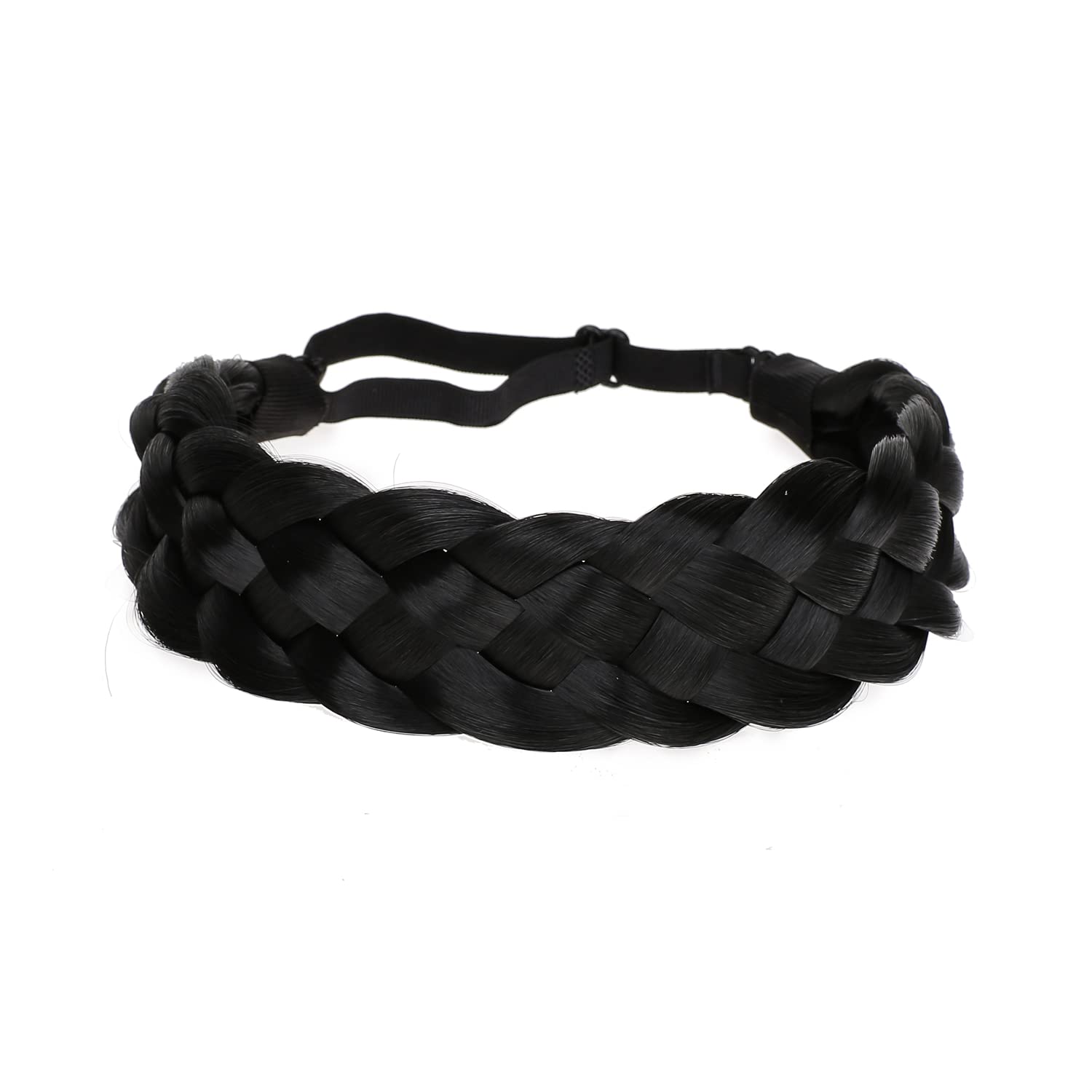 vowyore Synthetic Hair Braided Headband Classic Chunky Wide Plaited Braids Elastic Stretch Hairpiece Women Girl Beauty accessory