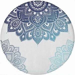 henna round fitted tablecloth with elastic edge,south mandala design vibrant color print polyester table cover, xxlarge, fit round tables up 65"-71" diameter, for picnic party