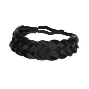 vowyore Synthetic Hair Braided Headband Classic Chunky Wide Plaited Braids Elastic Stretch Hairpiece Women Girl Beauty accessory