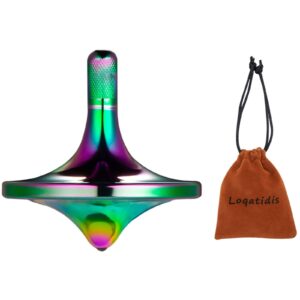 LOQATIDIS Stainless Steel Spinning Top, Premium Exquisite Well Made Metal Desk EDC Toys, Spin Long Time Perfect Balance , Help Relieve Stress, Anxiety (Large / Colorful)