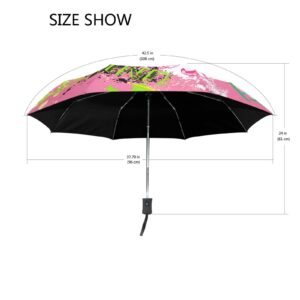 Acpiggto Folding Umbrella Rocket Plane Spaceship Universe Hippie Pink Travel Sun Rain Compact Umbrella Parasol Outdoor Auto for Kids Girl Boy Women Men