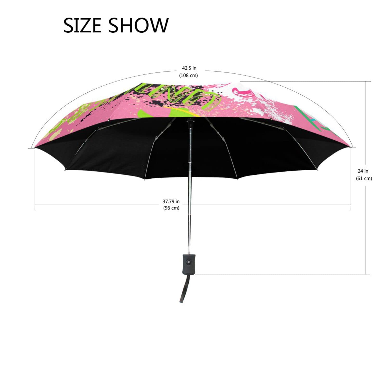 Acpiggto Folding Umbrella Rocket Plane Spaceship Universe Hippie Pink Travel Sun Rain Compact Umbrella Parasol Outdoor Auto for Kids Girl Boy Women Men