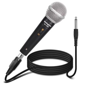 berlingtone dynamic vocal microphone - metal casing, moving coil dynamic cardioid unidirectional handheld microphone with on/off switch includes 25ft xlr audio cable to 1/4'' audio connection, br-100m