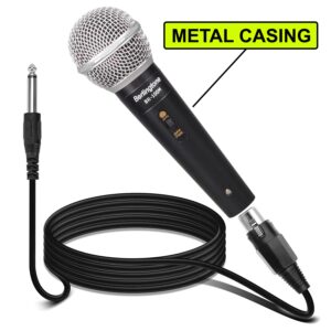 Berlingtone Dynamic Vocal Microphone - Metal Casing, Moving Coil Dynamic Cardioid Unidirectional Handheld Microphone with ON/OFF Switch Includes 25ft XLR Audio Cable to 1/4'' Audio Connection, BR-100M