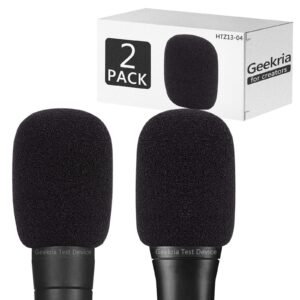 geekria for creators foam windscreen compatible with shure mv7, sm58lc, beta 57a, beta 58a, pga48-qtr, pga58-xlr microphone antipop foam cover, mic wind cover, sponge foam filter (black / 2 pack)