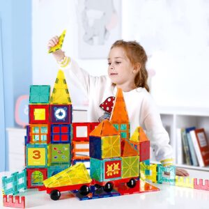 ZKA Magnetic Tiles Building Blocks Transparent Magnet 3D Building Blocks Board Kids Over Age 3 Learning Educational Toys(109PCS)