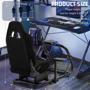 Marada Stable Racing Simulator cockpit with black seats, suitable for Fanatec Moza Thrustmaster Logitech, adjustable in three directions, electronic devices not included