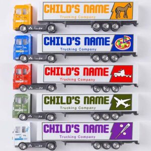 Personalized Toy Truck, Custom Model Toy Truck Carrier Truck Car Construction Vehicles Toys for Kids Boys Girls Toddlers Birthday with Your Child's Name