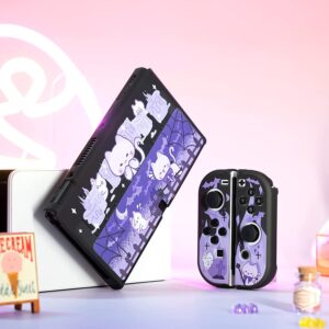 GeekShare Halloween Protective Case Slim Cover Case Compatible with Nintendo Switch OLED and Joy-Con - Shock-Absorption and Anti-Scratch - Spooky Cat