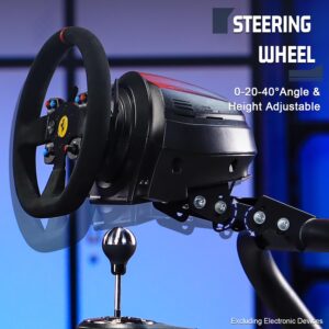 Marada Stable Racing Simulator cockpit with black seats, suitable for Fanatec Moza Thrustmaster Logitech, adjustable in three directions, electronic devices not included