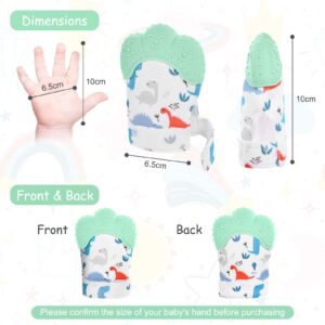 2Pack Silicone Teething Mitt, Soothing Infant Teething Mitten Pain Relief, Prevent Scratches Glove, Safe Silicone Teething Toys for 0-12 Months