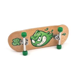 SPITBOARDS 34mm x 96mm Pro Fingerboard Set-Up (Complete) | Real Wood Deck | Pro Trucks with Lock-Nuts and Pro Bushings | Polyurethane Pro Wheels with Bearings | Slimeball (Wood Version)