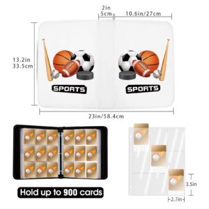 Sports Card Binder with Sleeves, 900 Pocket Sports Card Holder for Trading Cards Zipper Book Folder Collector Album 3 Ring Baseball Football Basketball Hockey Soccer Organizer Storage Boys Kids Gift