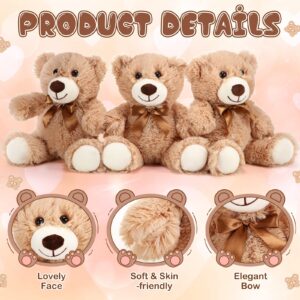 HyDren 12 Pieces Operation Christmas Bears Stuffed Animals Soft Plush Toy Bears for Birthday Party Valentine's Day Christian Charity Donation Supplies(Light Brown)