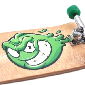 SPITBOARDS 34mm x 96mm Pro Fingerboard Set-Up (Complete) | Real Wood Deck | Pro Trucks with Lock-Nuts and Pro Bushings | Polyurethane Pro Wheels with Bearings | Slimeball (Wood Version)