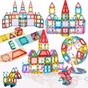 zka magnetic tiles building blocks transparent magnet 3d building blocks board kids over age 3 learning educational toys(109pcs)