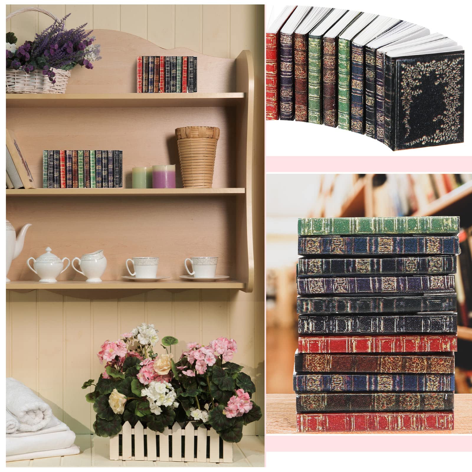 Leitee 100 Pcs 1: 12 Scale Miniatures Dollhouse Books Mini Miniatures Books Dollhouse Accessories Tiny Things Timeless Model for Library Decorations DIY Projects Girl Boy Doll Houses School Room