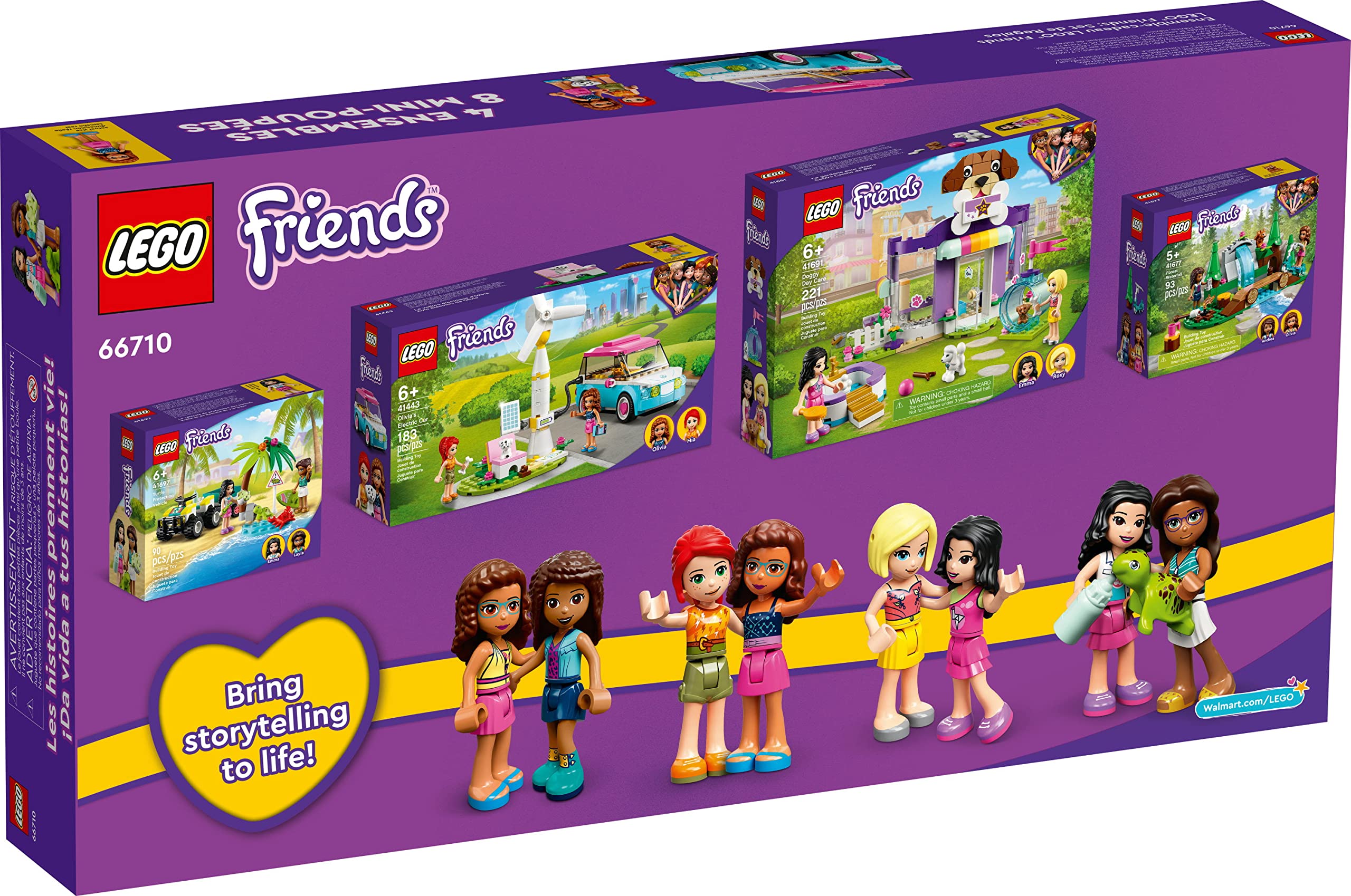 LEGO Friends Friends 66710 4-in-1 Building Toy Gift Set: Doggy Day Care, Turtle Protection Vehicle, Forest Waterfall and Olivia's Electric Car (66710)