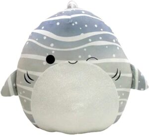 squishmallows 16-inch grey striped whale shark with white belly plush - add sachie to your squad, ultrasoft stuffed animal large plush toy, official kelly toy plush