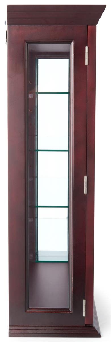 Displays2go 21" Countertop/Wall Mount Display Case, Adjustable Shelves, Locking - Mahogany (DCC2128MH2)