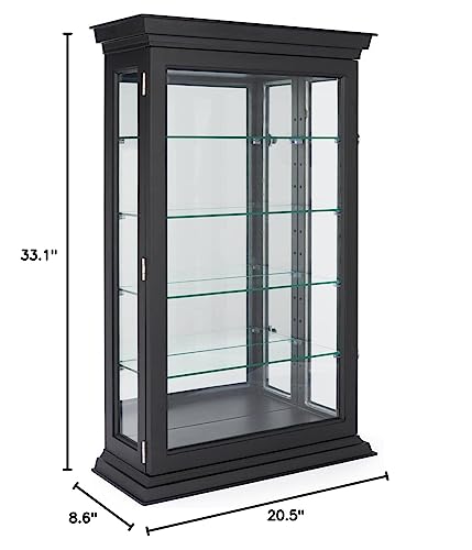 Displays2go 20" Countertop/Wall Mount Display Case, Adjustable Shelves, Locking - Black (DCC2033BK2)