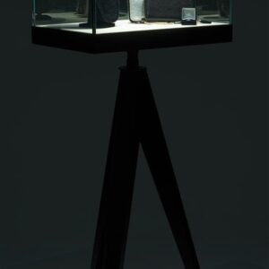 Displays2go 24" Glass Display Case w/ Pull-Out Door, 8 LED Lights, Tripod Legs - Black (DCTRIPLED)