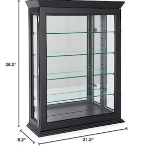 Displays2go 21" Countertop/Wall Mount Display Case, Adjustable Shelves, Locking - Black (DCC2128BK2)