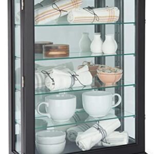 Displays2go 21" Countertop/Wall Mount Display Case, Adjustable Shelves, Locking - Black (DCC2128BK2)