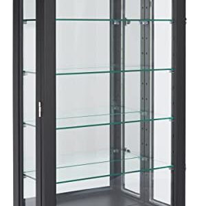 Displays2go 20" Countertop/Wall Mount Display Case, Adjustable Shelves, Locking - Black (DCC2033BK2)