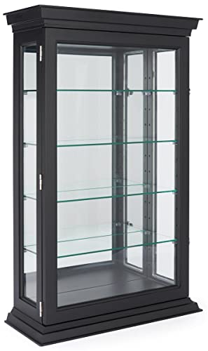 Displays2go 20" Countertop/Wall Mount Display Case, Adjustable Shelves, Locking - Black (DCC2033BK2)