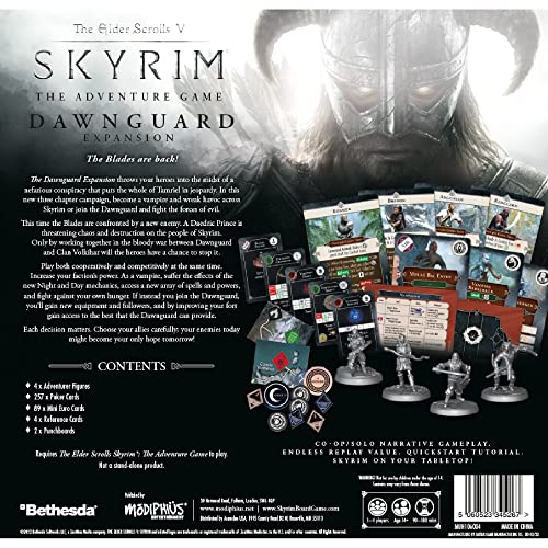 The Elder Scrolls V: Skyrim – The Adventure Game Dawnguard Expansion | Strategy Board Game for Adults | Ages 14+ | 1-4 Players | Avg. Playtime 60-120 Minutes | Made by Modiphius Entertainment