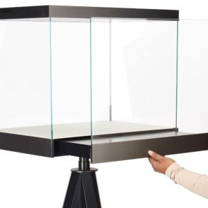 Displays2go 24" Glass Display Case w/ Pull-Out Door, 8 LED Lights, Tripod Legs - Black (DCTRIPLED)