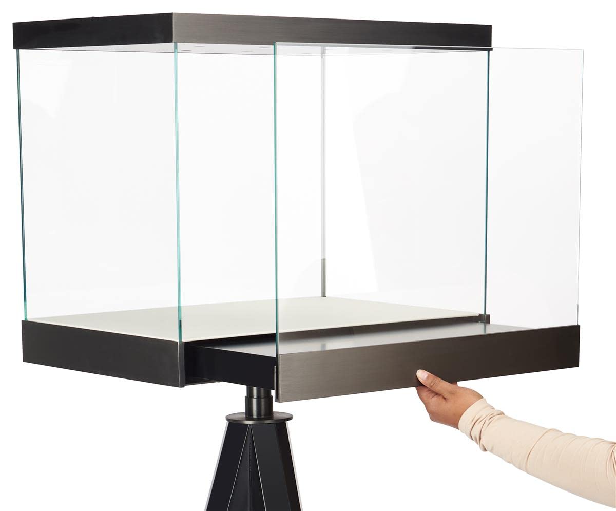 Displays2go 24" Glass Display Case w/ Pull-Out Door, 8 LED Lights, Tripod Legs - Black (DCTRIPLED)