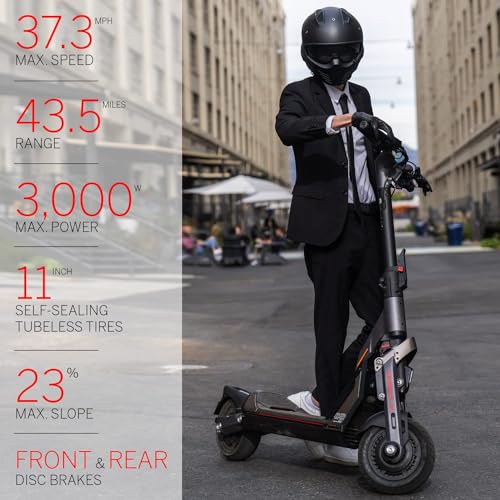 Segway SuperScooter GT1P, 3000W Power, 37.3MPH Max Speed, 43.5 Miles, 11 Inches Anti-Puncture Tubeless Tires, Folable, UL-2272 Certified