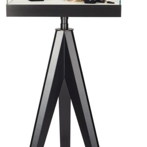 Displays2go 24" Glass Display Case w/ Pull-Out Door, 8 LED Lights, Tripod Legs - Black (DCTRIPLED)