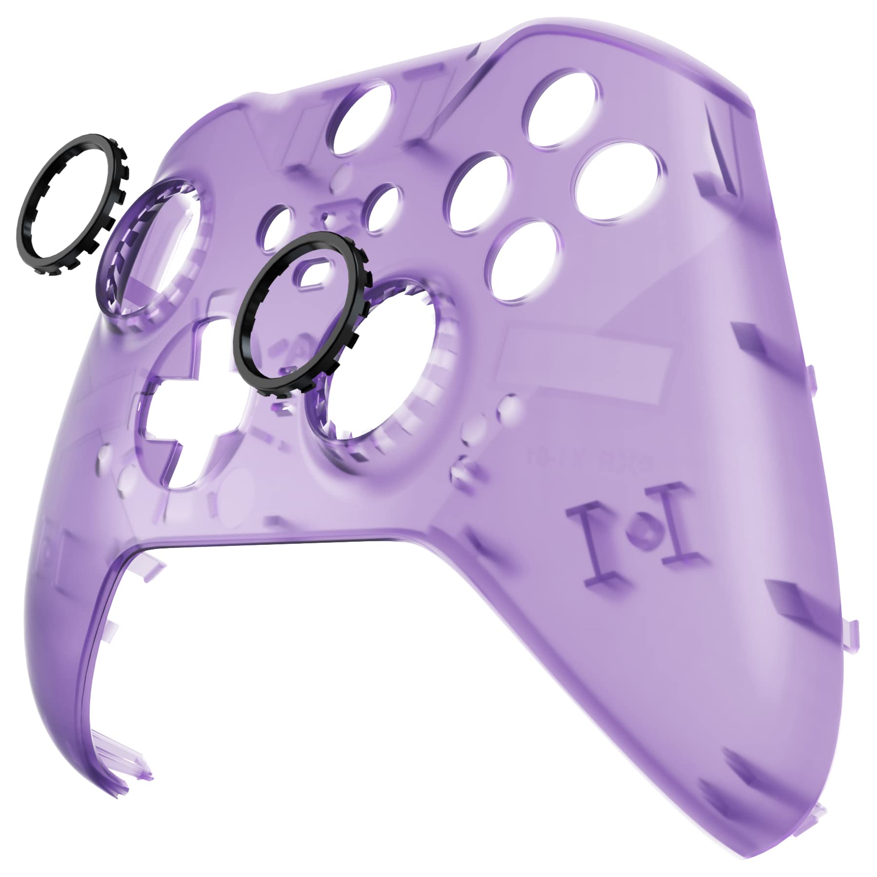 eXtremeRate Clear Atomic Purple Replacement Faceplate Cover for Xbox One Elite Controller Series 2 (Model 1797), Custom Front Housing Shell Case & Accent Rings for Xbox Elite Series 2 Core Controller