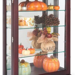 Displays2go 21" Countertop/Wall Mount Display Case, Adjustable Shelves, Locking - Mahogany (DCC2128MH2)